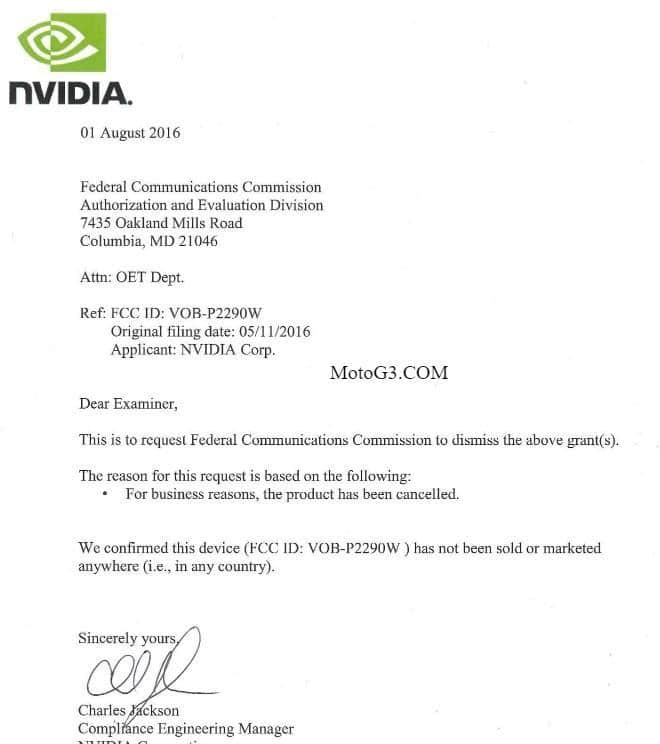 NVidia Shield 2 dismiss letter