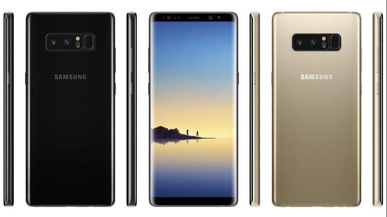 Samsung Galaxy Note 8 Front and Rear view of Gold and Black color models