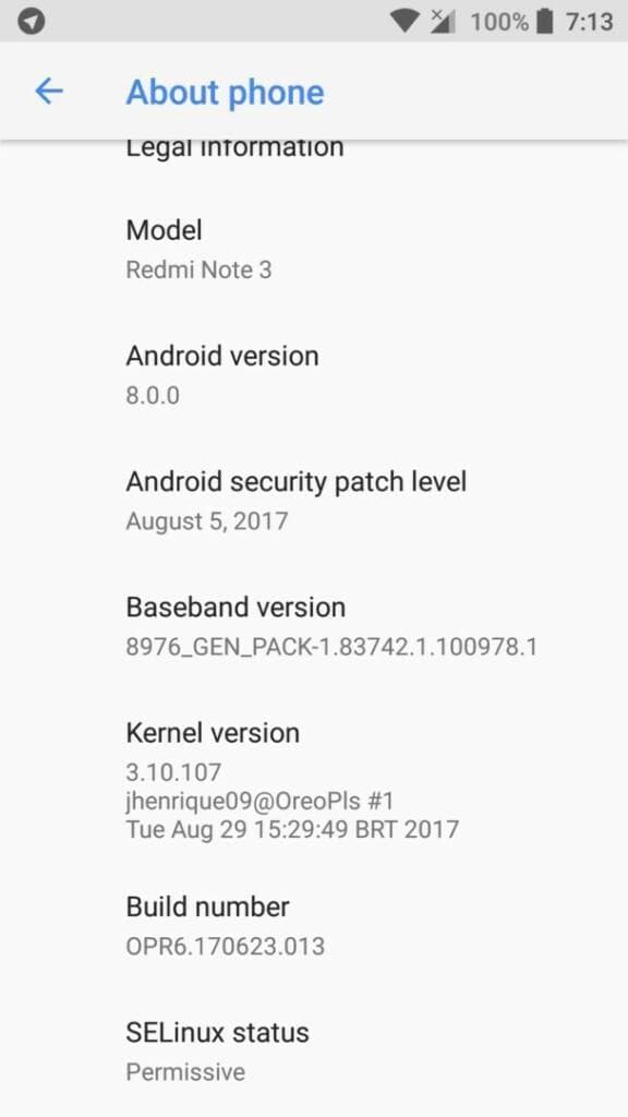 Android Oreo on Redmi Note 3