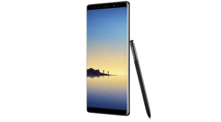 Galaxy Note 8 front and side view of black color model