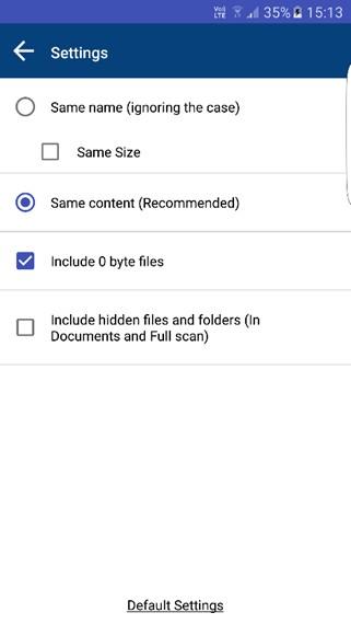 Duplicate Files Fixer App Content select