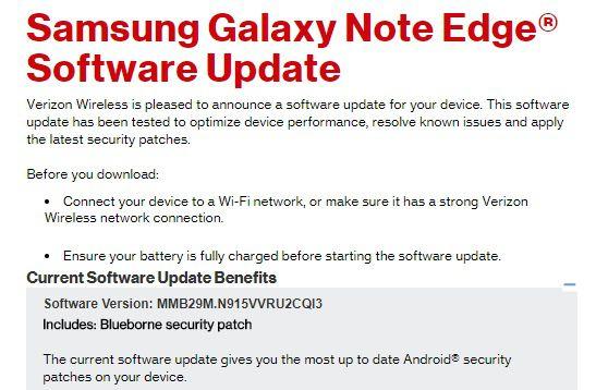 Galaxy Note Edge software update