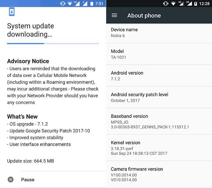 Nokia 6 Android Nougat 7.1.2 update