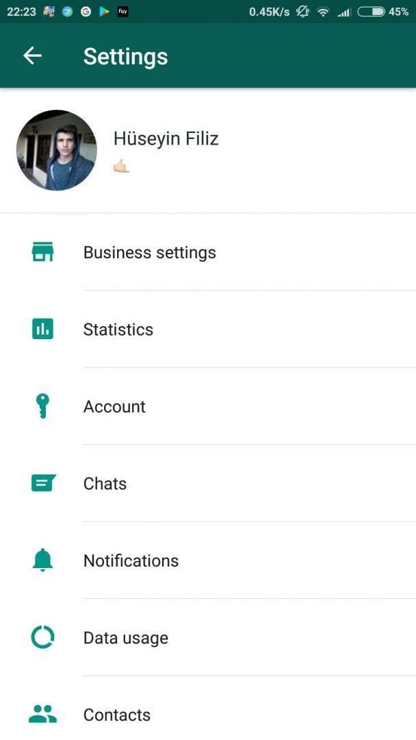 Whatsapp business settings