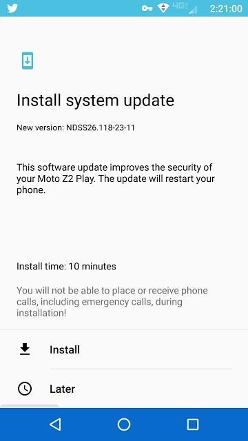 Moto Z2 Play October security patch update