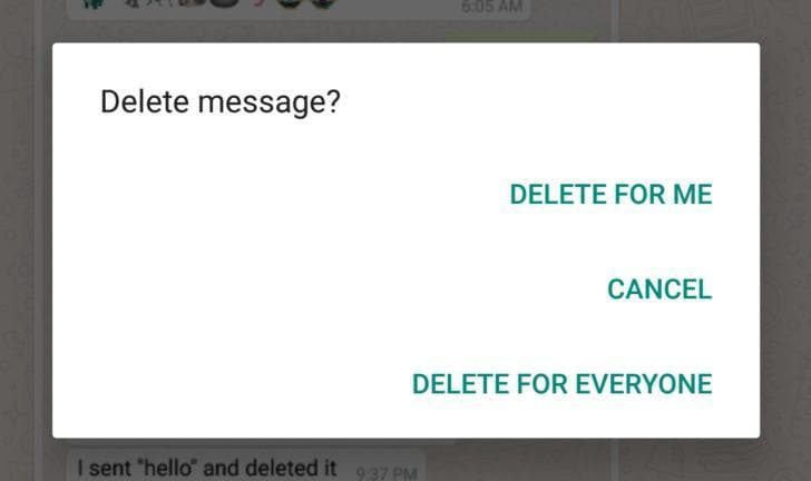 Whatsapp delete for everyone