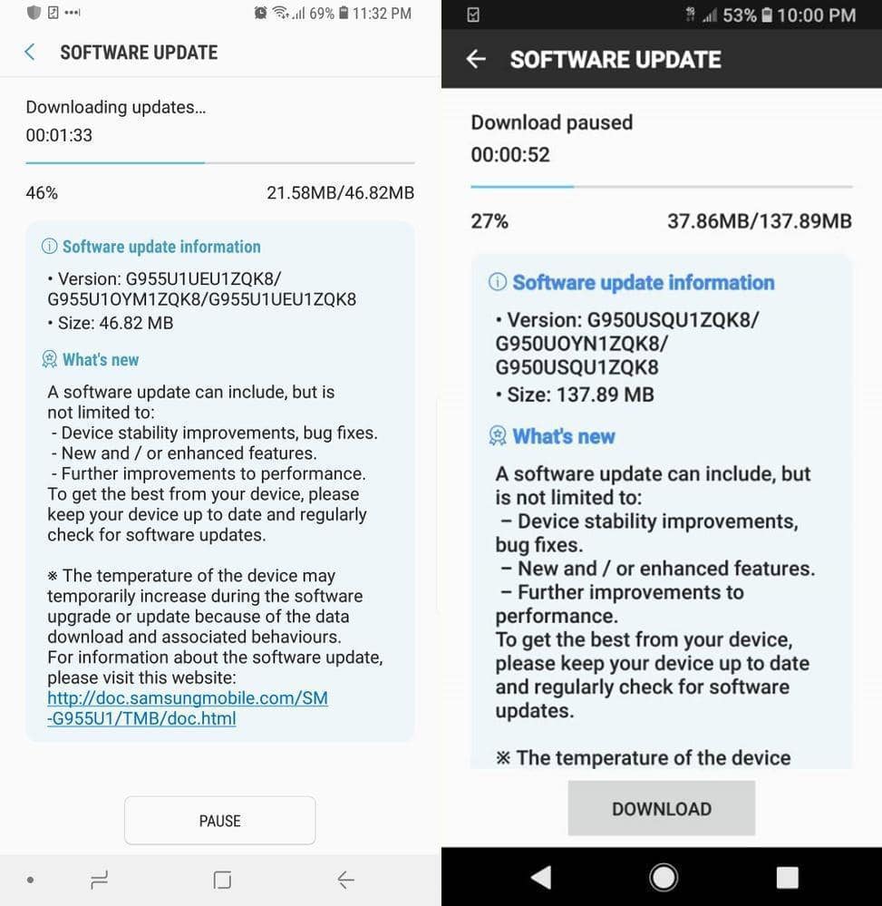 Galaxy S8/S8 Plus Android Ore beta latest update