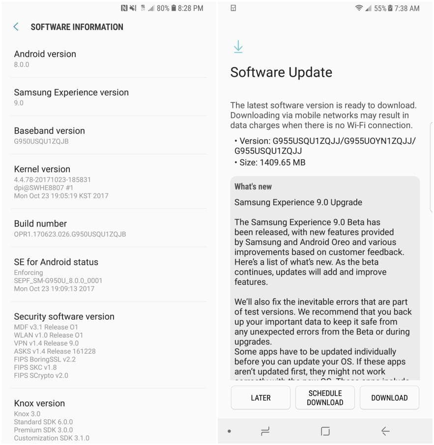 Galaxy S8 Oreo Beta update