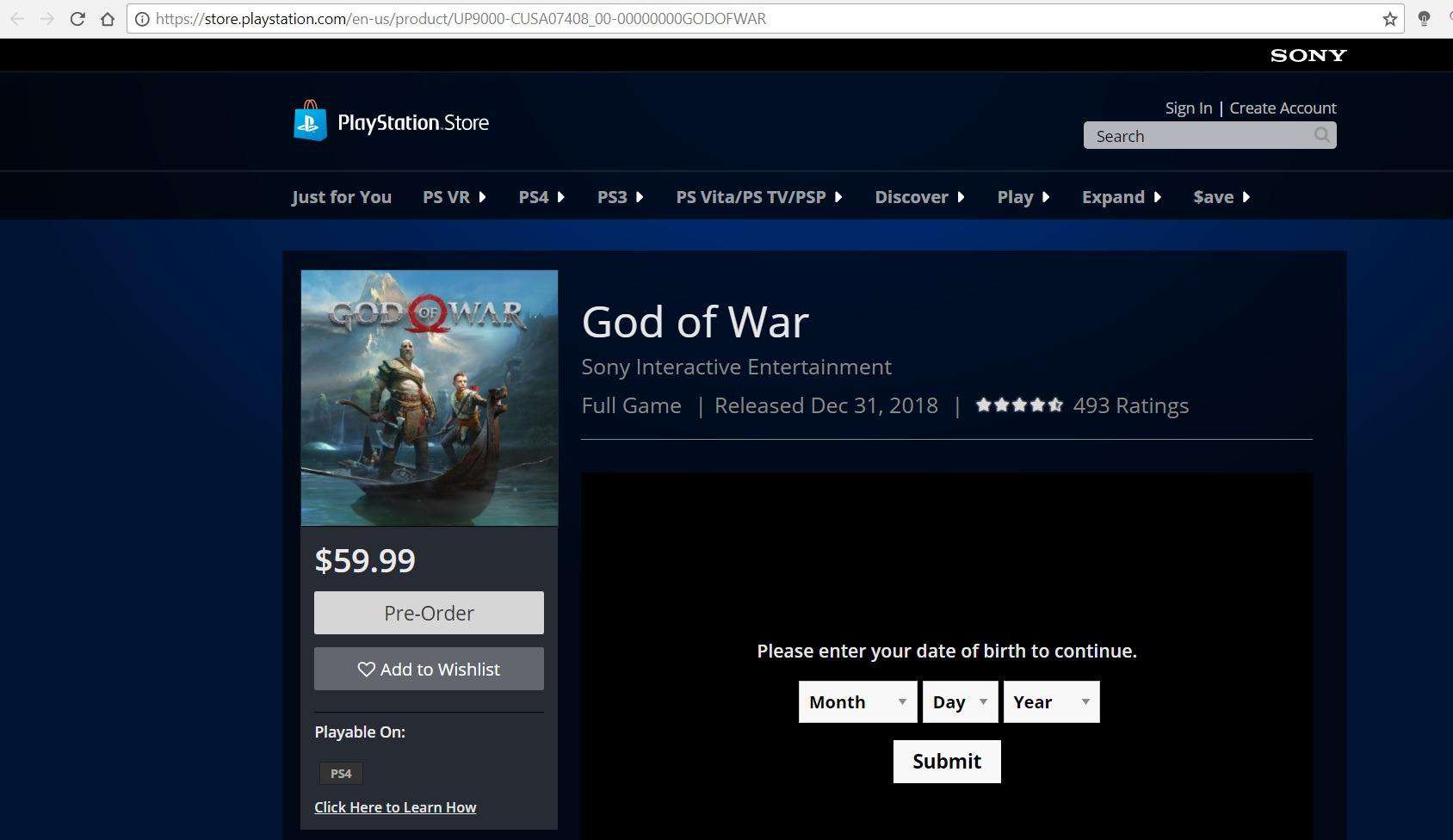 God of War Play Station store leaks