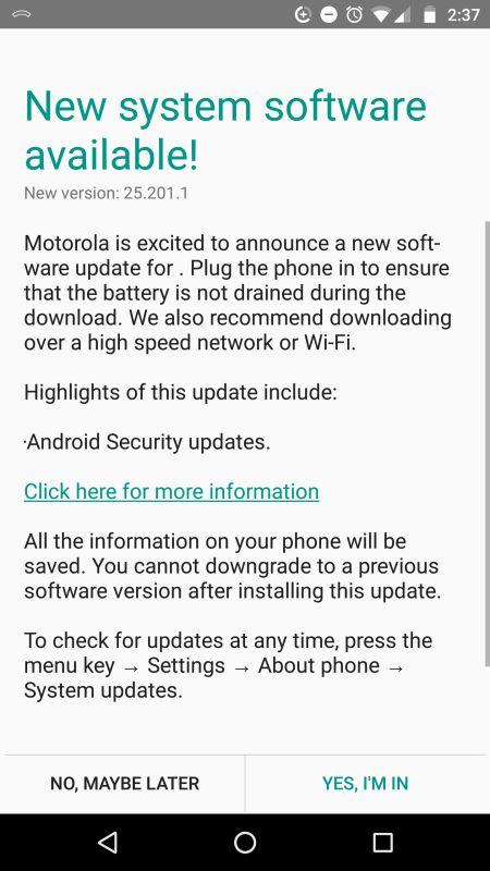 Moto X Pure Edition December security update