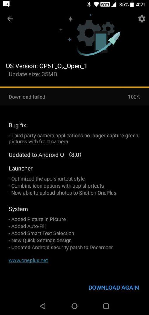 OnePlus 5T latest update