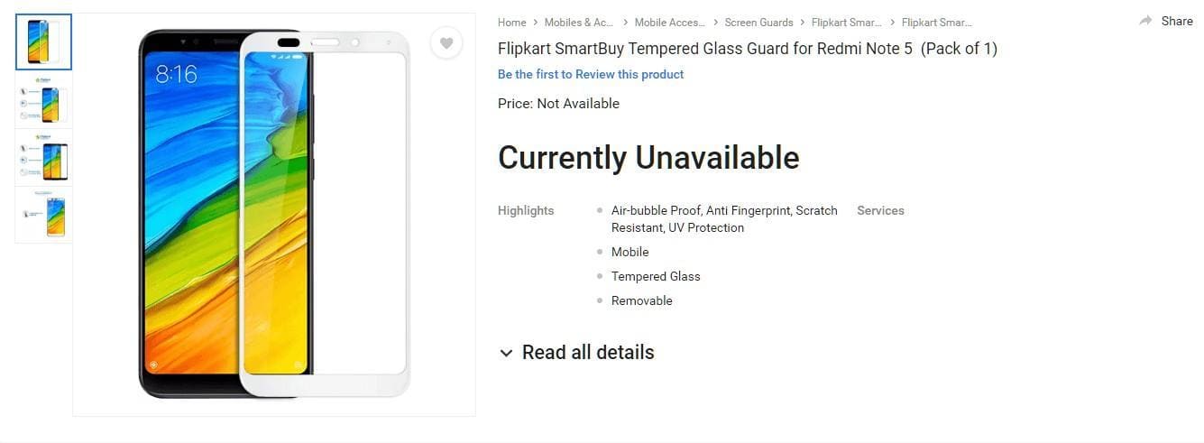 Xiaomi Redmi Note 5 Screen guard leak