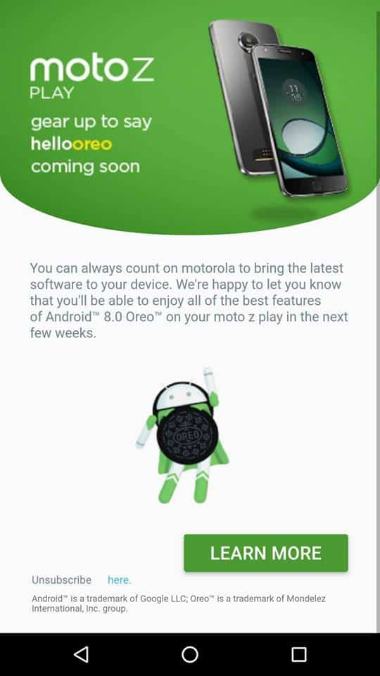 Moto Z Play Android Oreo update