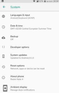 Redmi Note 4 Android Oreo 8.1 Custom Rom