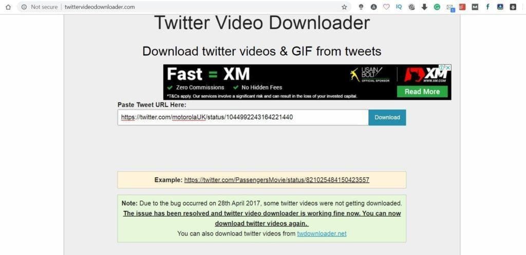 twitter video download shortcut