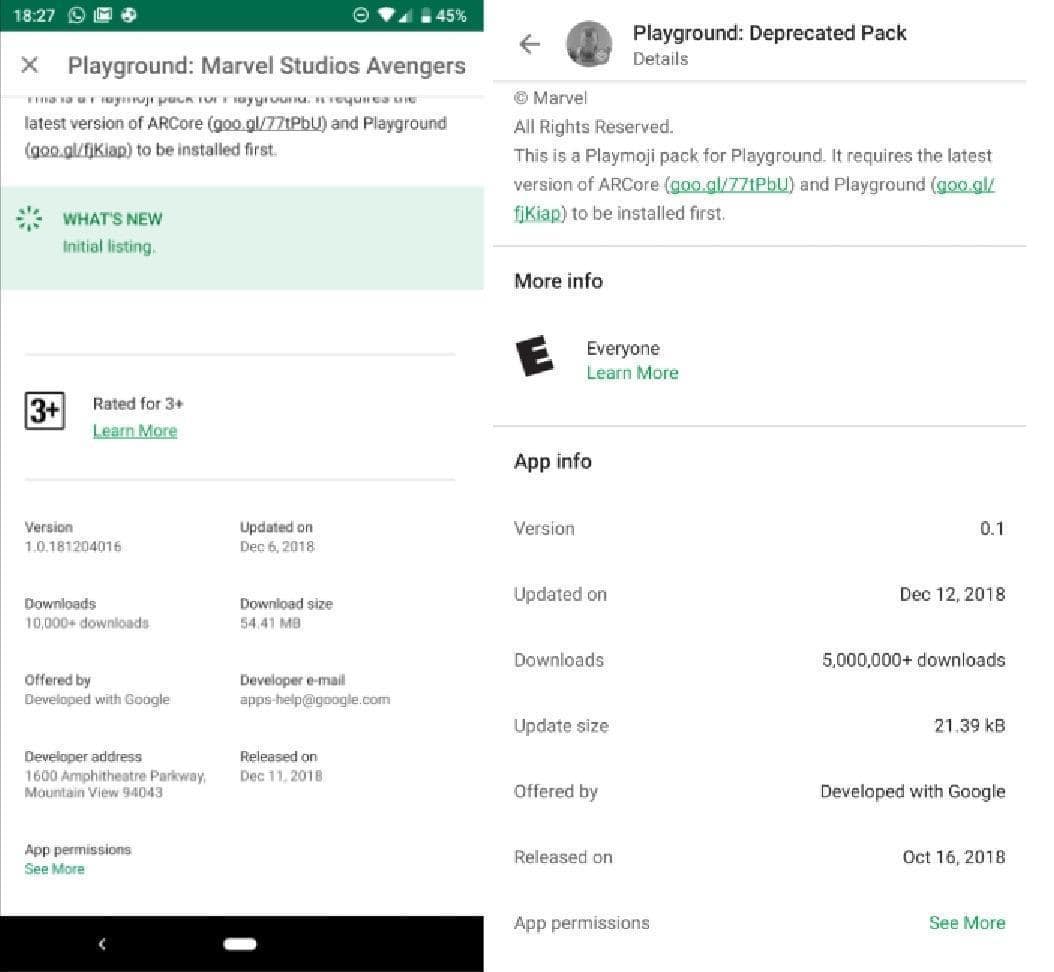 New Play Store app info layout