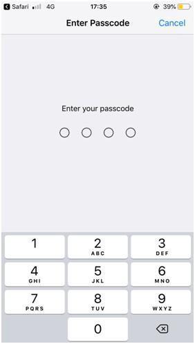 Enter your device Passcode, if prompted