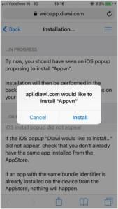 tap on install