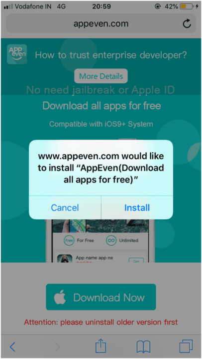 Tap on Install again to continue the download process.