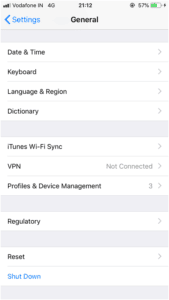 open the <Profile & Device Management> option in General settings