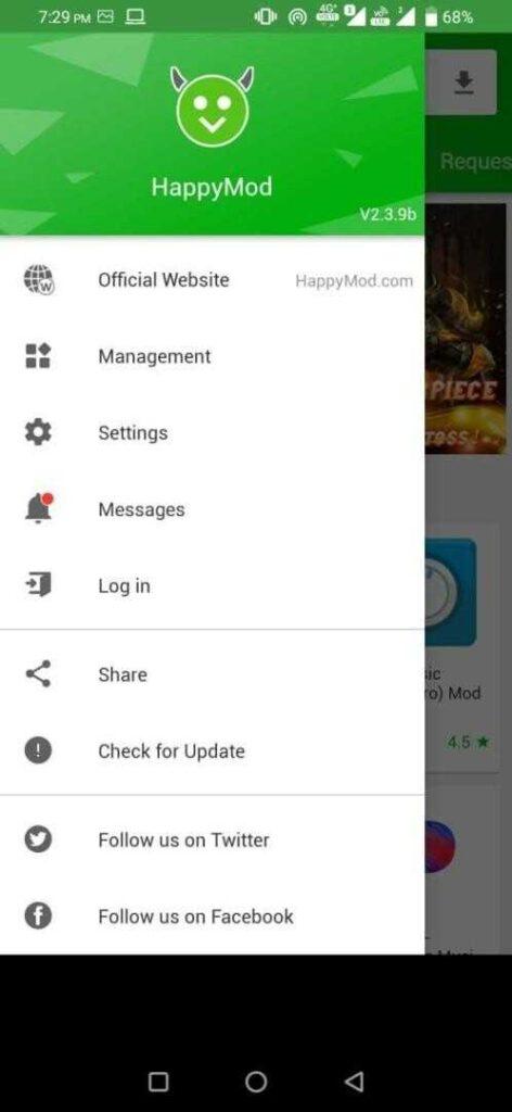 Searching on Happy Mod store