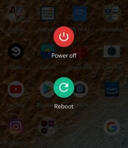Power menu of an Android smartphone