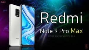 Redmi Note 9 Pro Max front and back view in white color
