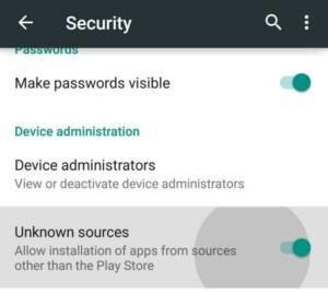 Android unknown sources apk installation option