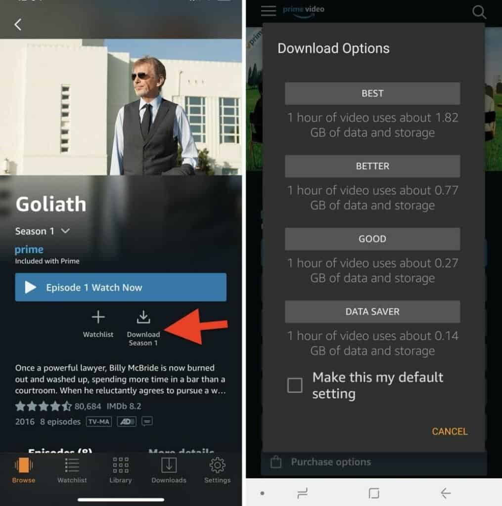 Video download feature in Amazon Prime Video MOD APK