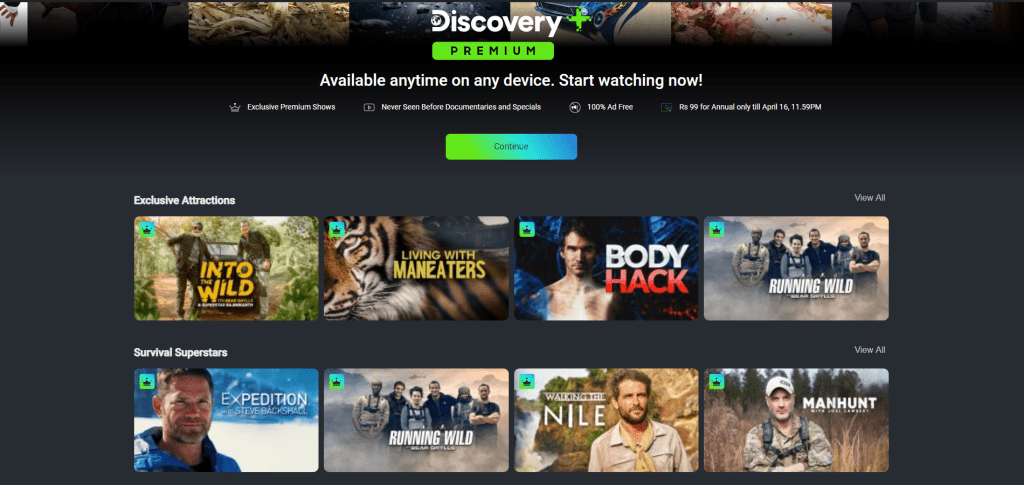Discovery Plus content library