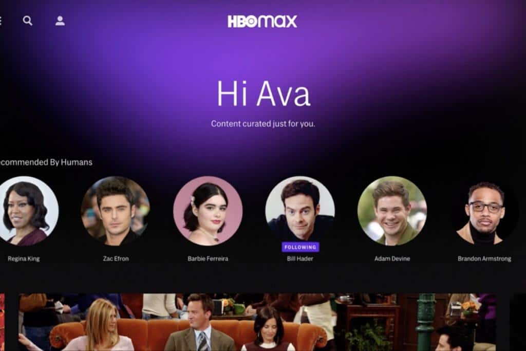 HBO Max Personalized section