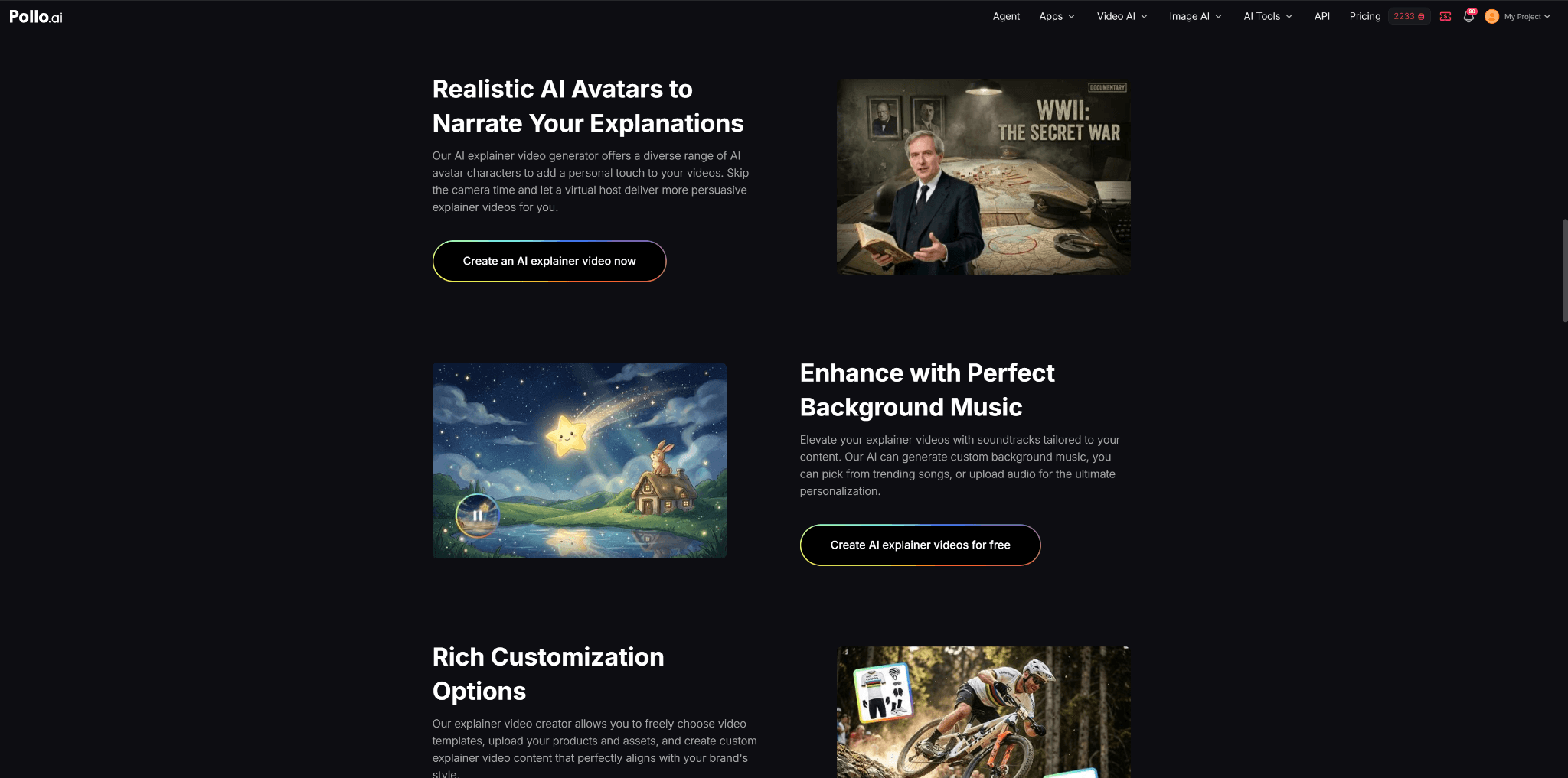 Web page with a dark background, showcasing an ad