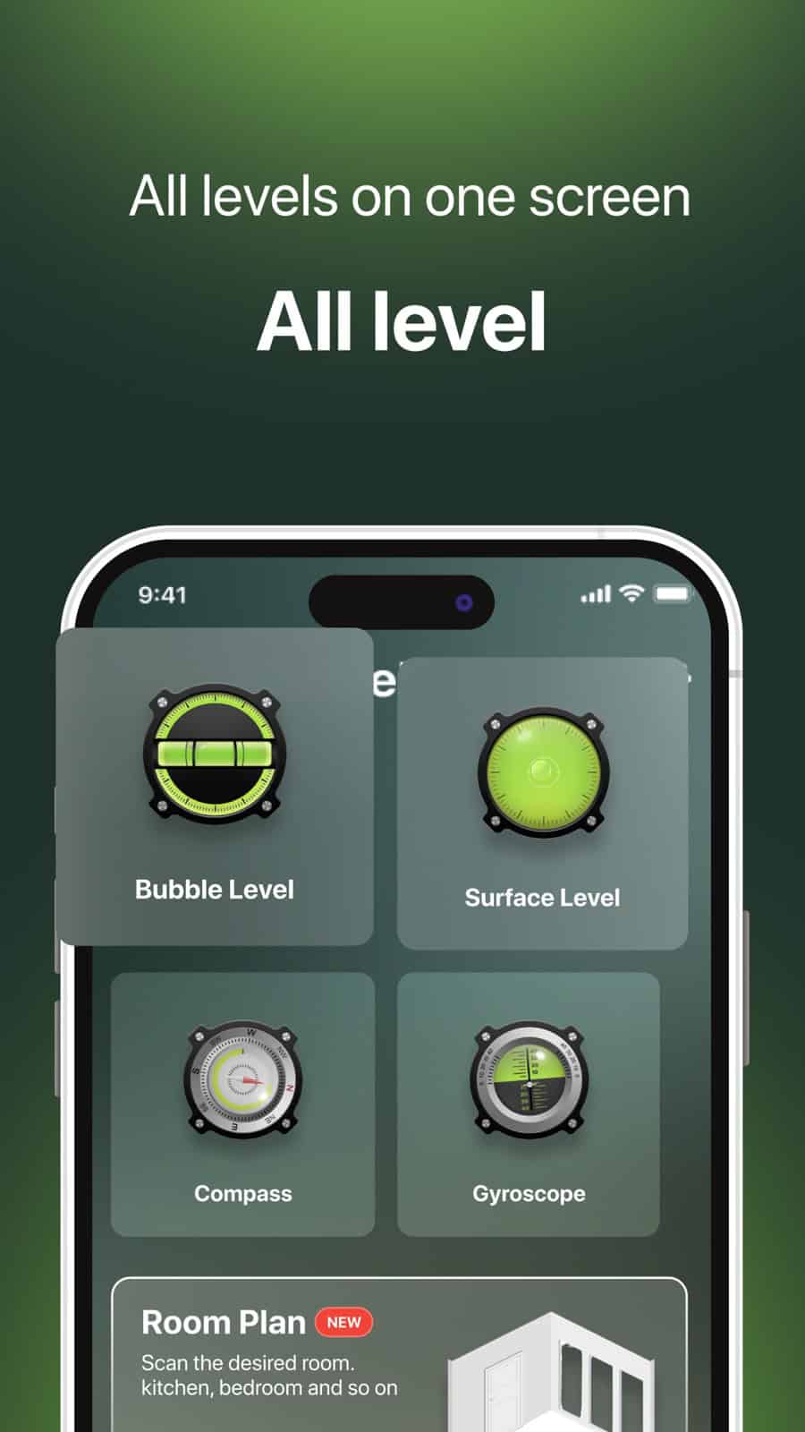 A bubble level app on iPhone showing a digital angle readout
