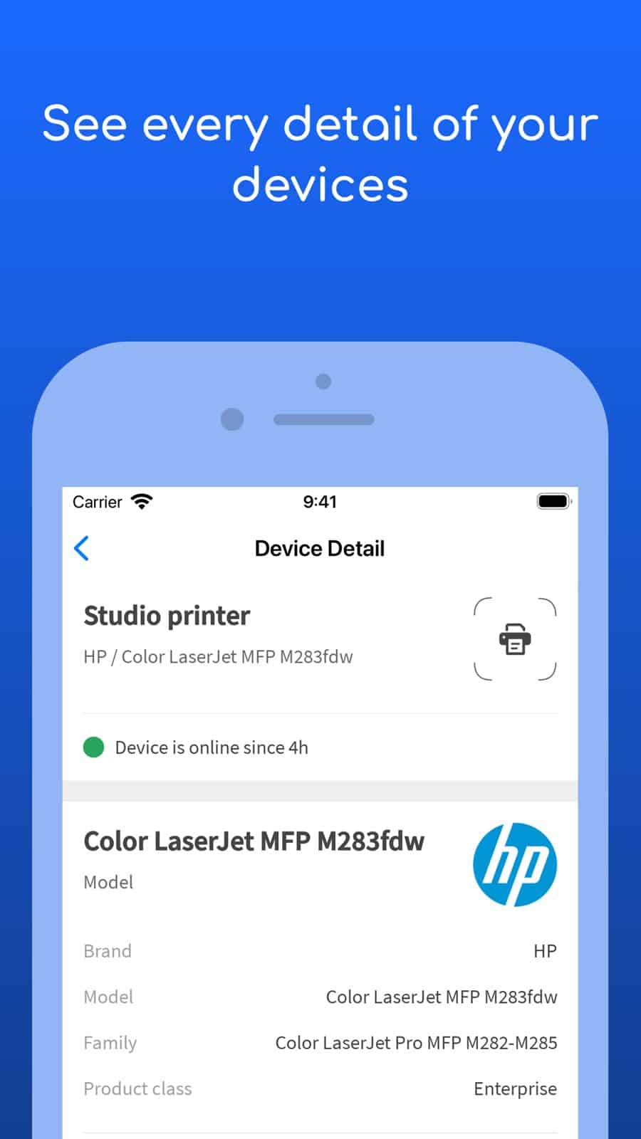 Fing app showing device details including manufacturer and MAC address