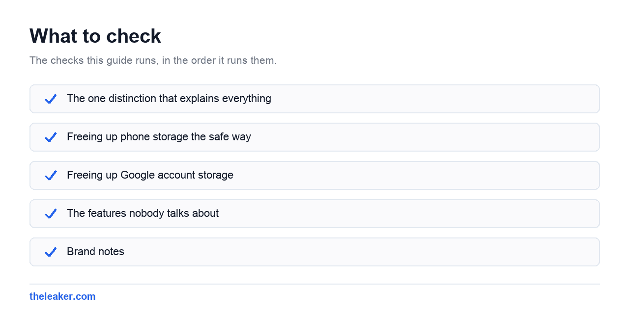 Checklist of the checks this guide runs, in document order