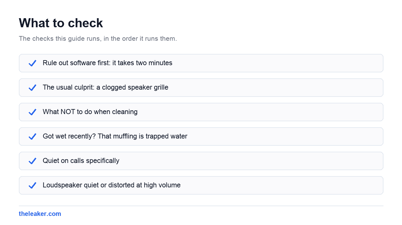 Checklist of the checks this guide runs, in document order