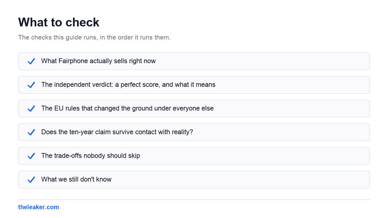 Checklist of the checks this guide runs, in document order