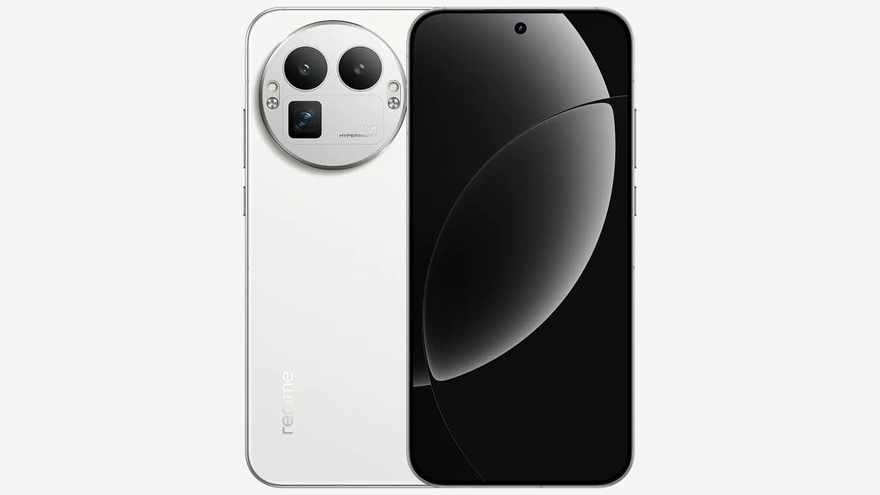 Realme GT 8 Pro front and back, showing the Ricoh-branded HyperImage camera module