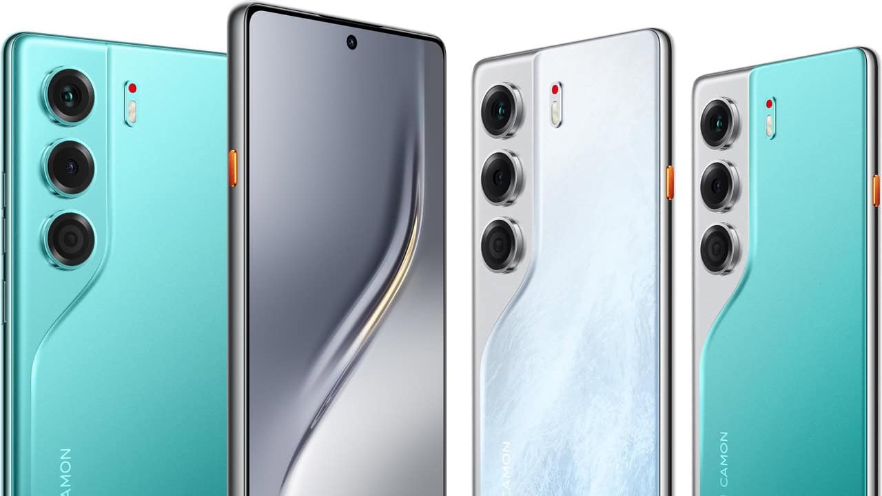 Tecno Camon 40 series lineup in Nebula Green and Glacier White colorways, official press photo