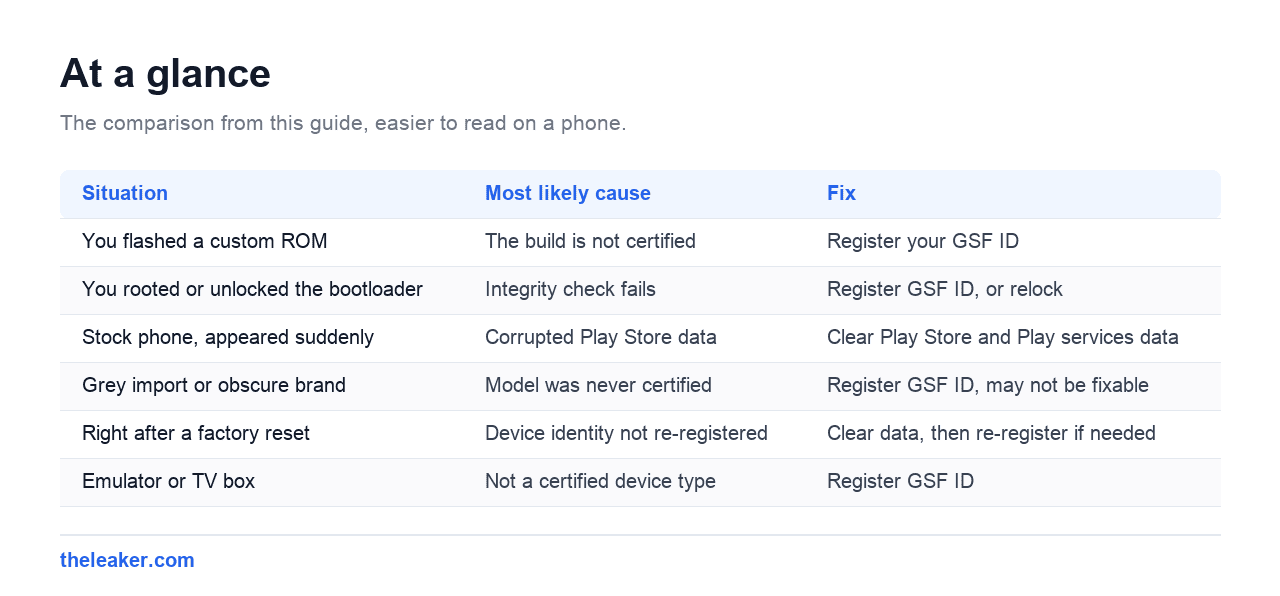 The comparison table from this guide, rendered for easier reading on a phone